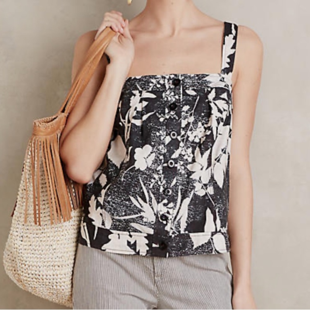 Anthropologie HD in Paris Laurel Tank Linen Cotton Size 12
